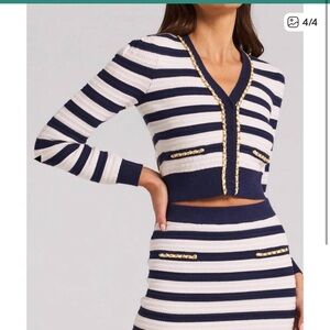 Generation Love - Victoria Stripe Chain Cardigan and Chain Skirt Set